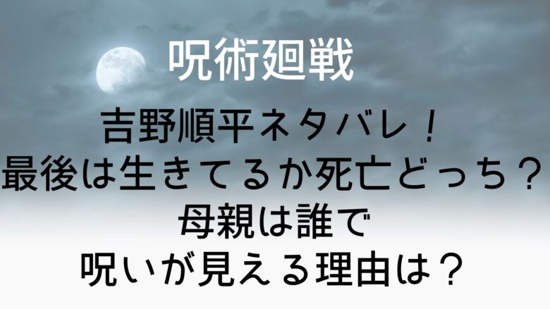 呪術廻戦 吉野順平ネタバレ 最後は生きてるか死亡どっち 母親は誰で呪いが見える理由は Anitage